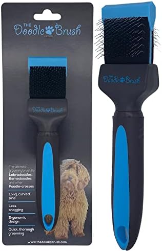 The Doodle Brush  Long Pin Dog Slicker Brush for Goldendoodles, Labradoodles, and other Poodle-crosses with Medium and Long Hair, Dog Detangler Brush for Dematting (Single Head)