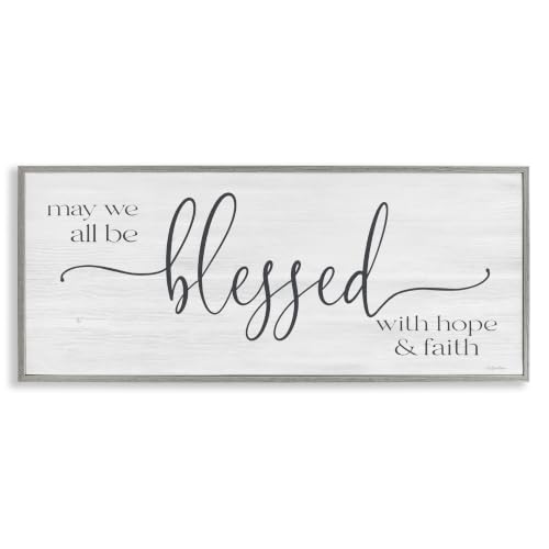 Blessed Calligraphy Birch Pattern Phrase, 10 x 24 Inch Framed Giclée Print | Stupell Industries · By Susie Boyer · Inspired by faith and family · Farmhouse Gray frame · Made in USA