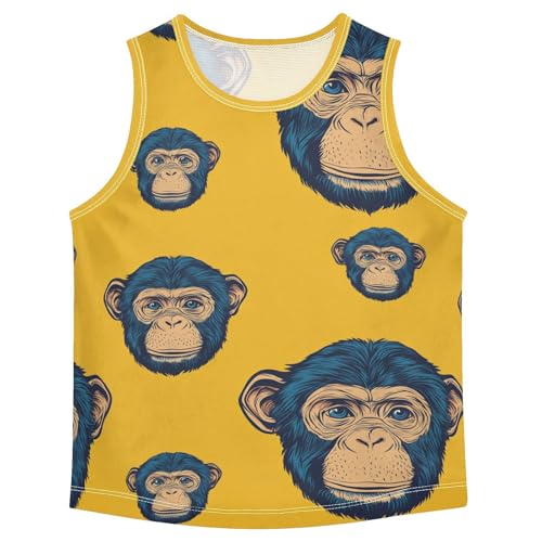 Boys Tank Top Shirts Monkey Yellow Sleeveless T-Shirts Crew Neck for Kids Clothing Children
