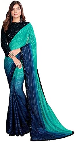 Pratham Blue Women's Silk Saree With Blouse Piece
