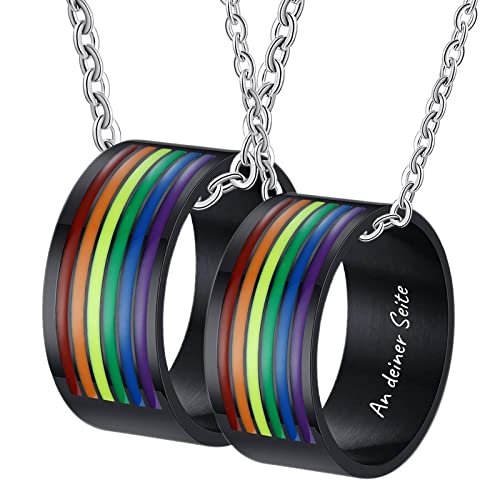 Cadenas de acero inoxidable para parejas con grabado y arco iris LGBT