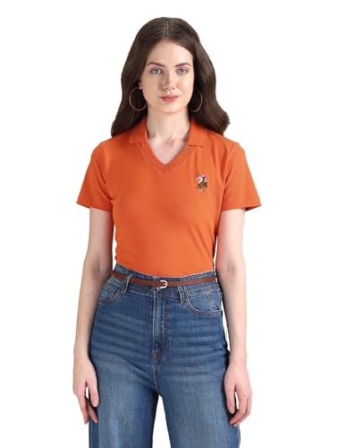 Image of U.S. Polo ASSN. Women's Cotton Regular Fit Solid Polo Shirt