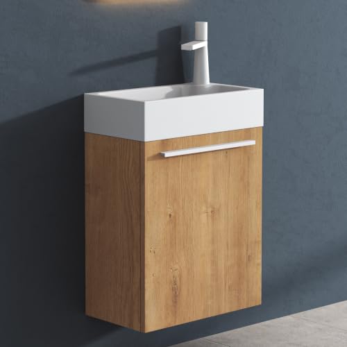 doporro Petit Meuble de Salle de Bain Suspendu 46cm Ensemble de 2 Pièces