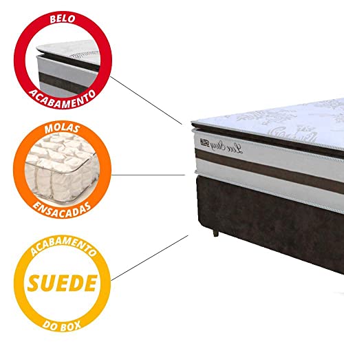 Cama Box Casal King 1,93m Colchão Molas Pocket 30cm Love Story 193x203x68cm