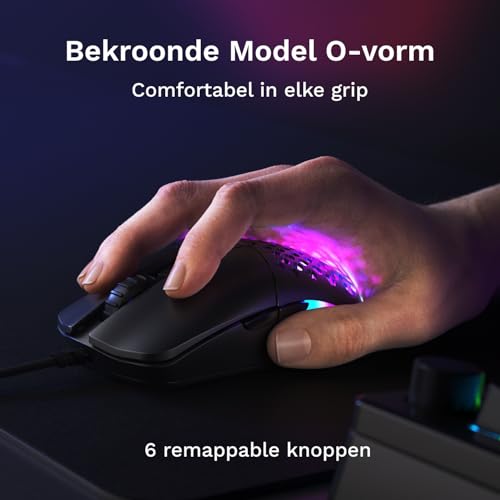 Glorious Model O Eternal Ultralight RGB Gaming Mouse - bedraad - 55 g lichtgewicht - aanpasbaar RGB-licht - 6 customizable knoppen - symmetrisch ontwerp - 12K DPI optische sensor - pc/Mac - Zwart - Afbeelding 5