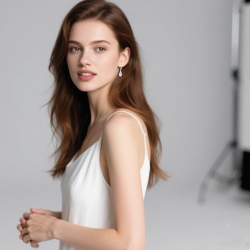 Larimar Dangle Earrings, 925 Sterling Silver Gemstone Larimar Drop Earrings for Women2