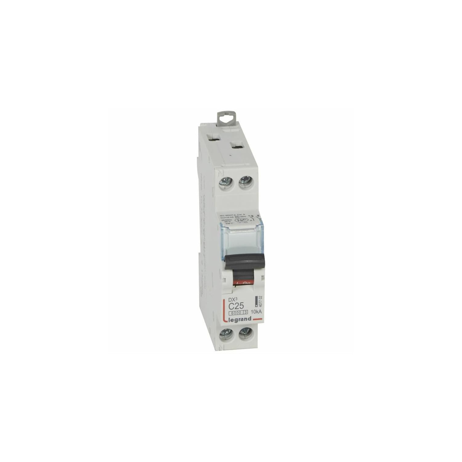 407702 Disjoncteur Unipolaire + Neutre 25a - 1p+​n Courbe C - 6/​10ka - à Vis - Legrand Dx3