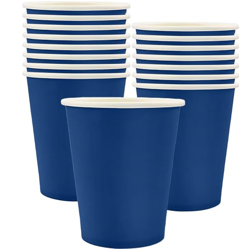MOMAHUA 16 Pièces Gobelets en Papier - Bleu Marine Gobelets en Carton 25cl - Multicolores Tasses de Fête Solides et Épais - Pour Café, Thé, Boissons...