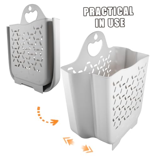Panier à linge pliable de grosse capacité de rangement mural en plastique - 6