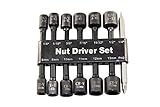 GOSWIFT 14PCS Magnetic Power Nuts Driver Set for Impact Drill, Chrome Vanadium Steel, SAE and Metric, 1/4' Hex Head Drill Bit Set Screwdriver Socket Set