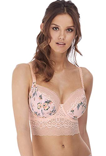 Freya Women's Erin Underwire Longline Bralette Plunge Bra, Rosewater, DD
