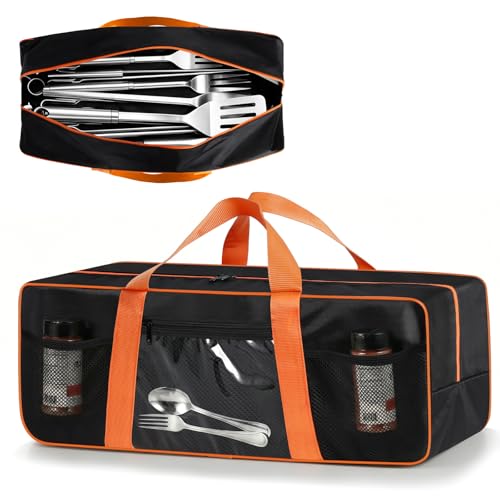 TWAKAP Grill Tool Storage Bag for Outdoor Barbecue 24 in Black Mesh Bag