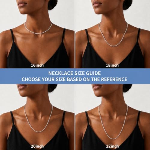 Goldegg S925 Sterling Silver Necklace for Women, 3.5mm Rope Chain 22 Inch — view 7