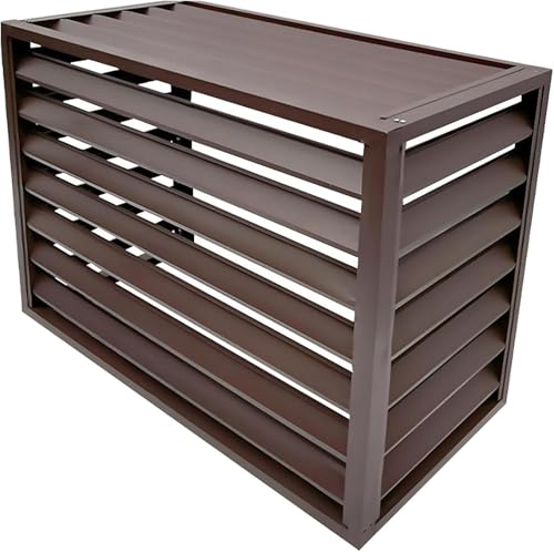 Valla de aire acondicionado para exteriores, pantalla de aire acondicionado de aleación de aluminio independiente para jardín, patio, piscina, balcón, caja de aire acondicionado marrón