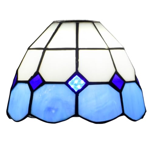 Abat-jour de rechange for lampe Tiffany - 15,2 cm - En verre teinté - Style vintage - for ventilateur, suspension, applique murale, lustre(Bleu)