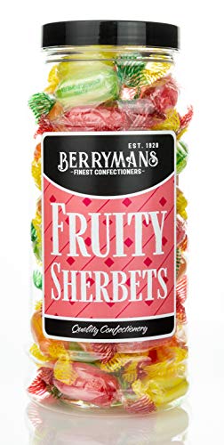 Original Fruit Sherbets Sherbet Fruits Lemons Retro Sweets Gift Jar By Berrymans Sweet Shop - Classic Sweets, Traditional Taste.