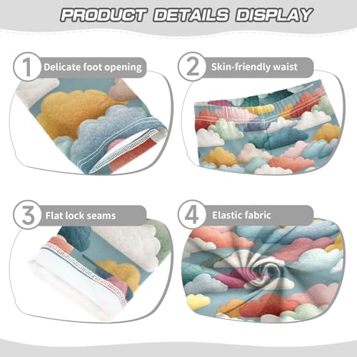 Girls Leggings Rainbow Clouds Soft Toddler Leggings for Girls Kids Pants Size 4T-10T3