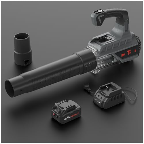 Soplador de hojas inalámbrico, aspirador y trituradora eléctrico de hojas para jardín, trituradora liviana de 18300 rpm con batería y cargador para soplar hojas, astillas de madera, polvo, desechos