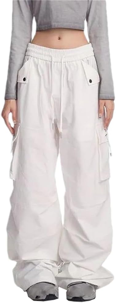 Women's Streetwear Spring Summer Cargo Pants Casual Pocket Solid Color Straight Trousers