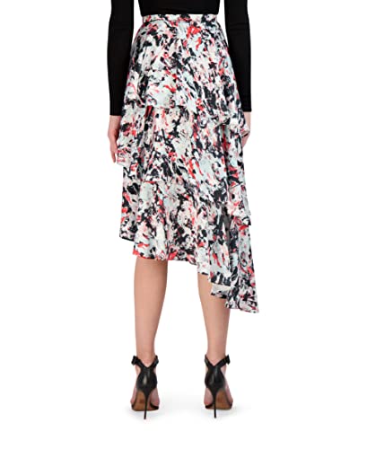 Bcbgmaxazria Women's Fit And Flare Tiered Ruffle Skirt Asymmetrical Hem, Multi, Xx-Small #TOP2