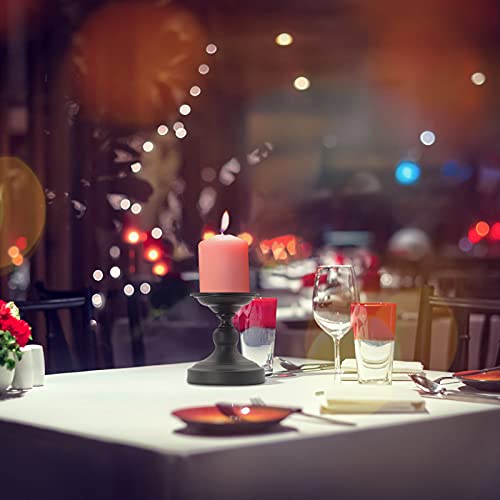 Matte Black Metal Pillar Candle Holder - Set Of 2 Candlestick Holders, Ideal For Home Coffee Table Decor Decorations, Centerpiece For Dining/ Living Room- Best Wedding Gift #TOP6