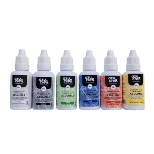 Azucren, Colorante Liposoluble para Chocolate, Set de 6 Colorantes Liposolubles con Base de Aceite, Especial para Chocolates, Fondant, Mazapan, Buttercream o Ganache, 30 Gramos