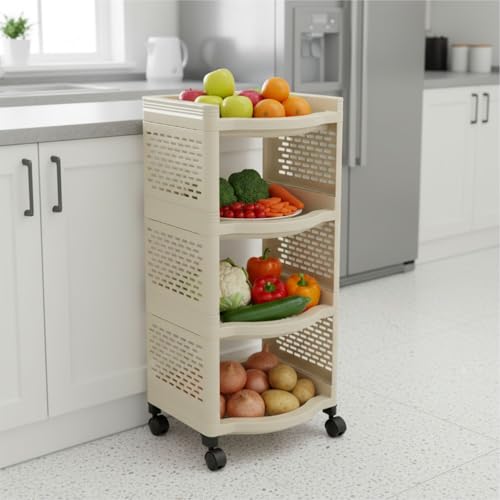 Image of SignoraWare Smart BPA Free Plastic Organiser | Modular Design | Designed to fit on countertops | Easy to Clean | Lightweight & Durable| Ideal for organizing Daily-use Spices (20kg |Set of 4 | Beige)