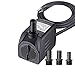 Lyqily 400GPH Water Pump Ultra Quiet 25W Submersible Fountain Aquarium Fish Pond Hydroponic Pump with 6.6ft High Lift, 5.9ft Three-pin Plug Power Cord, 2 Nozzles