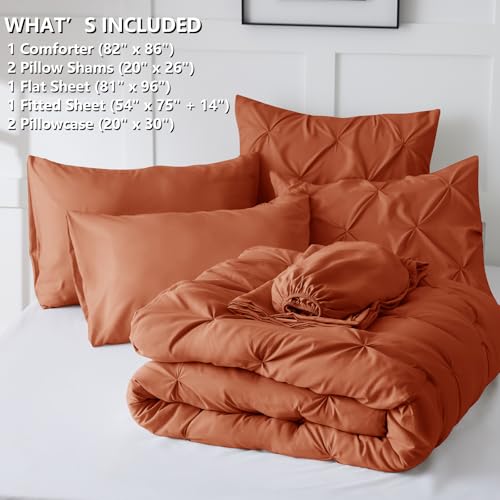 HIMEET Full Size Comforter Set Burnt Orange - 7 Pieces Pintuck Bed in a Bag by HIMEET - Used condition - Image 8