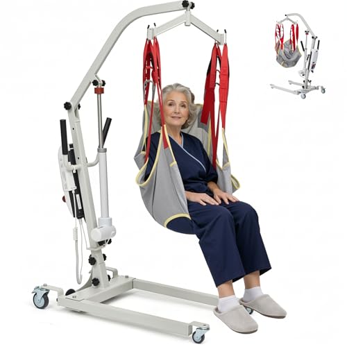 Patient Lift for Home Use with Sling - Portable, Medical Patient Transfer Lift System, Lift Chair Lift Assist for Elderly with Adjustable Base,510lb Weight Capacity,White