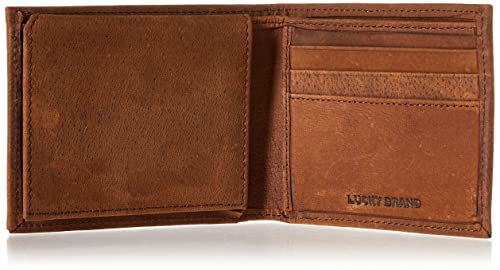Lucky Brand Men's Grooved Leather Rfid Bifold, Brown, Osfa #TOP4