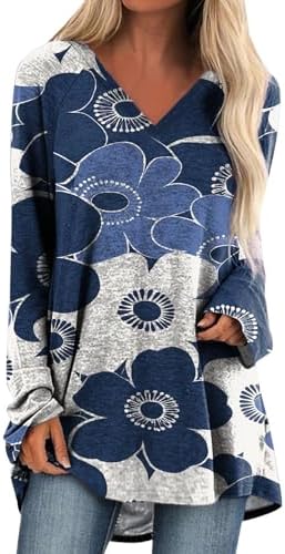 Summer Tops for Women Trendy Long Sleeve Shirts V Neck Casual Fas...