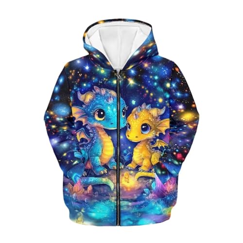 Dragon Zip Up Hoodie Cute Jacket Kids Girl Fashion Hooded Sweatshirt Fall Clothes Zipper Hoodies Sweatshirts 6-162