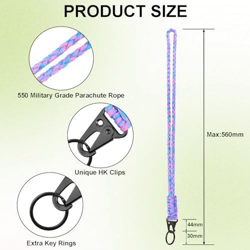 2 conjuntos de cordões de corda paracord para chaves, chaveiro resistente para homens, cordão trança