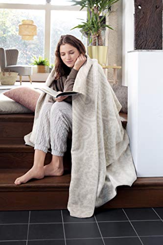 biederlack® samtig-weiche Kuschel-Decke aus Baumwollmischgewebe I Couch-Decke Paisley in Beige & Natur I Made in Germany… – Bild 4