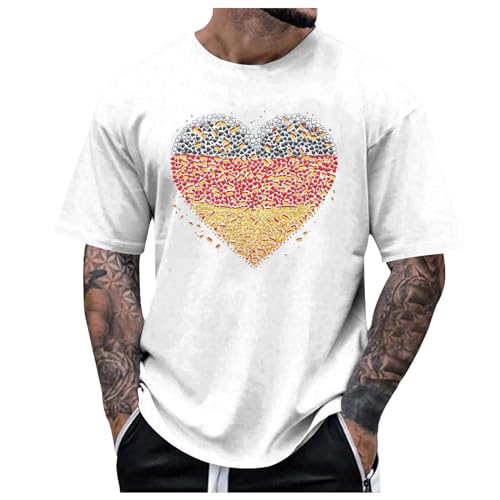 T-shirt été décontracté homme look baggy motif cœur idéal pour les terrasses