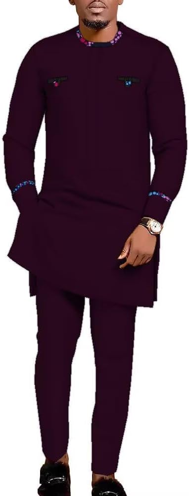 African Dashiki Suits Men African Clothes 2 Piece African Top and Pants Casual African Outfits for Men Wedding