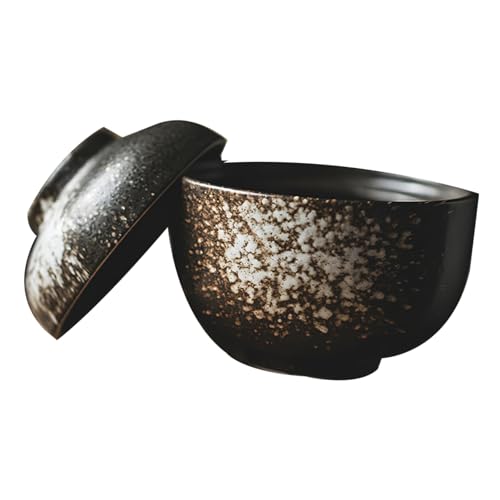 Cabilock Ciotola in Ceramica Con Coperchio Per Cottura Vapore Contenitore Per Uova Al Vapore Da Cucina Da Resistente Al Calore Per Dessert Zuppe e Yogurt Design Giapponese Elegante