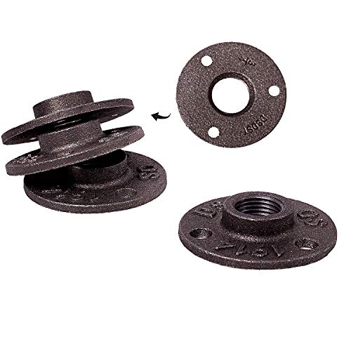 KINJOEK 10 Packs 3/4\" Pipe Flange, 3 Hole Threaded Pipe Fittings for Wall DIY Projects Industrial Steampunk Vintage Furniture Decoration - Thumbnail 4