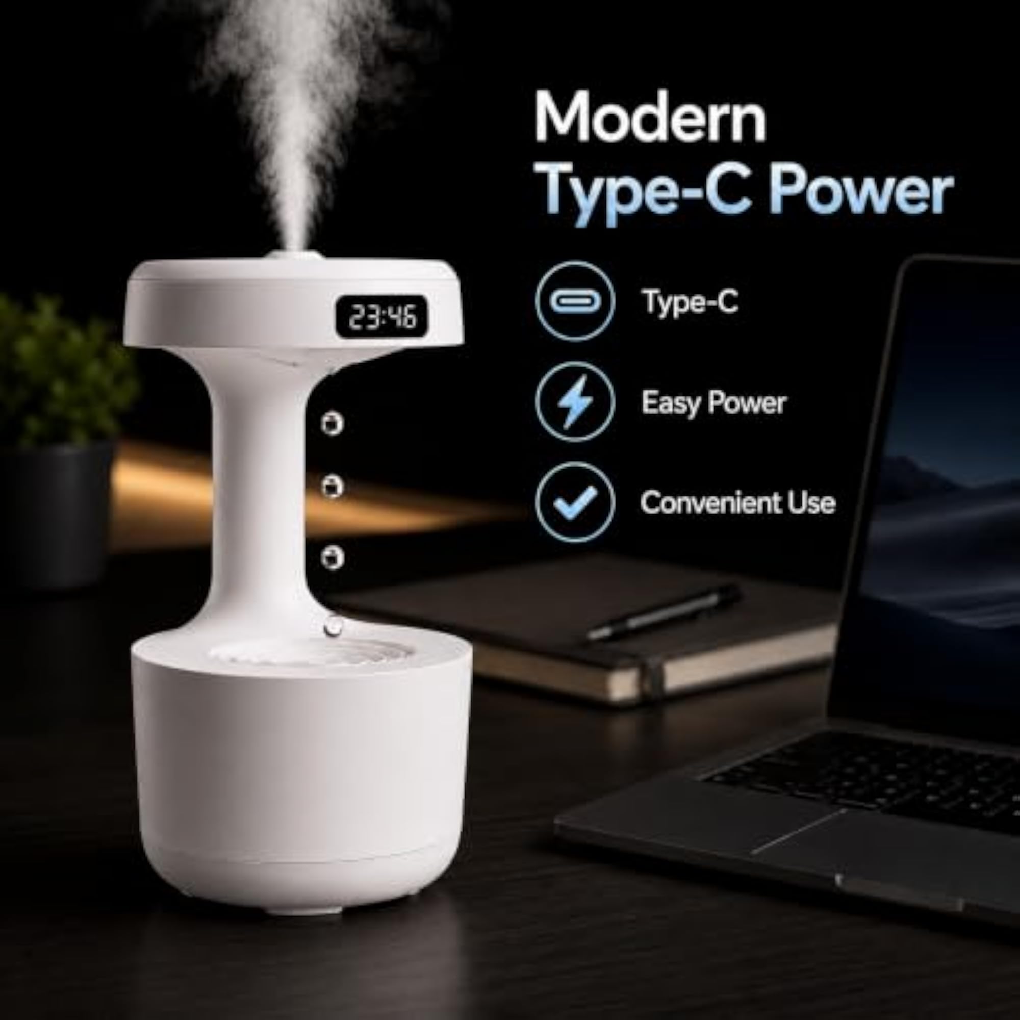 Anti-Gravity Humidifier with 800ml Capacity