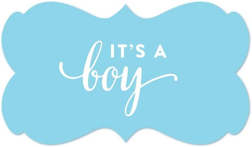 Andaz Press Fancy Frame Rectangular Label Stickers, It's a Boy!, Baby Blue, 36-Pack Wedding Decorations, Wedding Favors, Stickers for Packaging, Party Favor