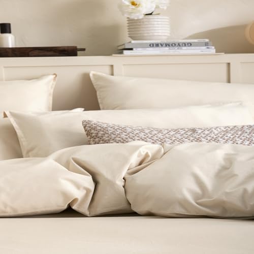 Percale de Coton lavée ESSIX Housse de Couette Délicate Beige