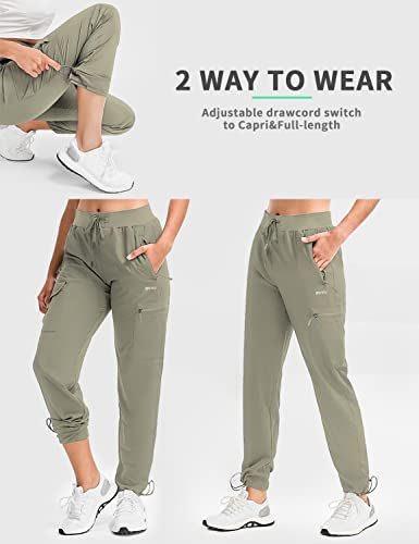 Bvvu Women's Cargo Joggers Lightweight Quick Dry Hiking Pants Outdoor Waterproof Athletic Workout Pants With Zipper Pockets Sage #TOP3