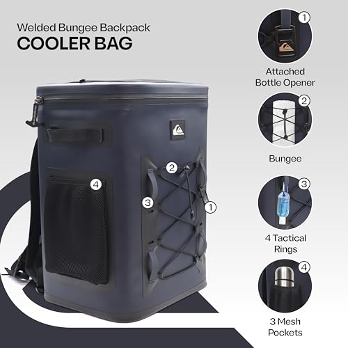 Quiksilver 30L Backpack Cooler, 36 Cans, 48-72H Insulated Cooling, Leak Proof, Waterproof IPX7, Heavy-Duty, for Beverage, Drink, Lunch, Outdoor, Beach, Camping, Fishing (Dark Navy) by Quiksilver - Image 2