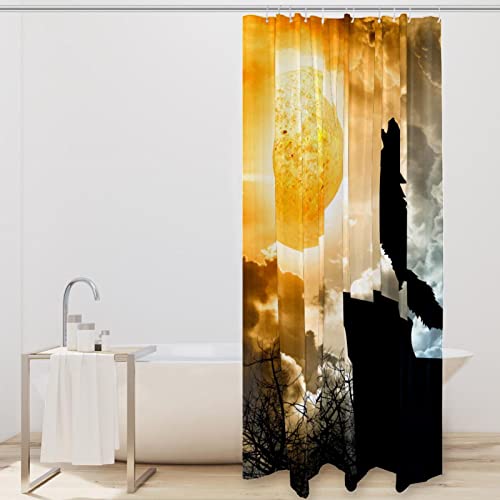 Rideau de douche anti-moisissure imperméable loup coloré - 3