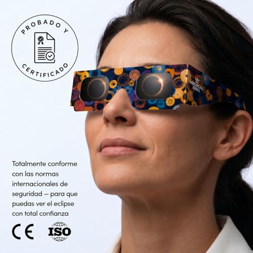 Miniatura 3 de Medical king Gafas Eclipse Solar Homologadas ISO 12312-2 - Viene Con 2 Lentes Fotográficos Para Smartphone Aprobados según la norma ISO, con certificación CE: Gafas para ver eclipses solar 2026