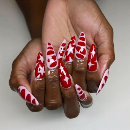 Puntas de uñas postizas de almendra, pegamentos falsos a presión para mujeres y niñas, regalos acrílicos, adhesivos transparentes