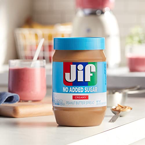 Jif No Added Sugar Creamy Peanut Butter Spread, 33.5 Ounces (Pack of 8), Smooth, Creamy Texture, No Stir Peanut Butter Spread - Thumbnail 6