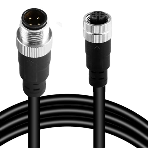 M12 4-Pin Male to Female Connector Cable – Industrial Waterproof Sensor Extension Wire, A-Coded Safe Signal Cord for Automation, Robotics, Machinery