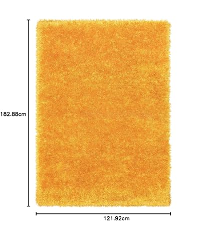 Image of Carpet for Living Room, 4x6 Feet Yellow Solid Plain Modern Polyster Luster Shaggy Ultra Thick and Pluffy Soft Shag Area Rug for Your Bedroom, Kid Room, Office and Home